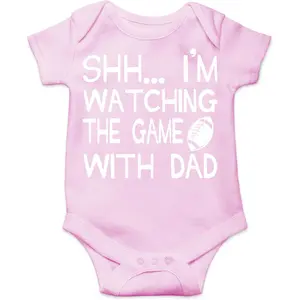 Shh... I'm Watching The Game With Dad Baby Bodysuit Funny Infant Clothes Romper Boy Clothes