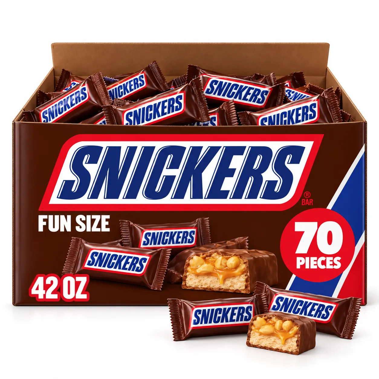 Snickers Fun Size Milk Chocolate Candy Bars, 70 Pieces, 42 oz