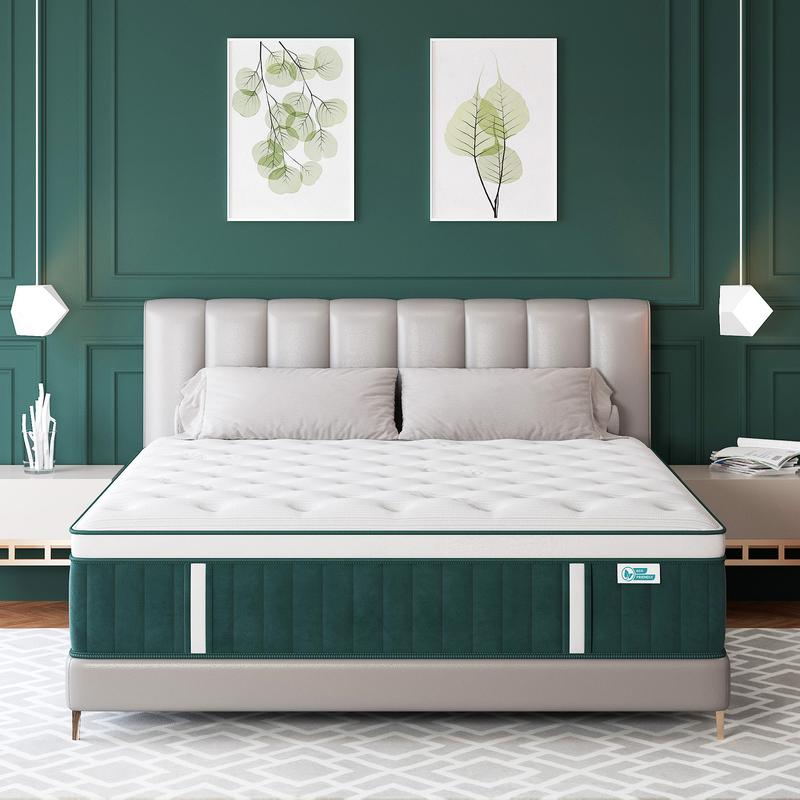 Kuieoe 12/14 Inch Twin/Full/King/Queen Gel Memory Foam Hybrid Hard Mattress with Independent Pocket Springs for Stable Sleep Body Temperature Edge Support Twin Full Queen King Sizes