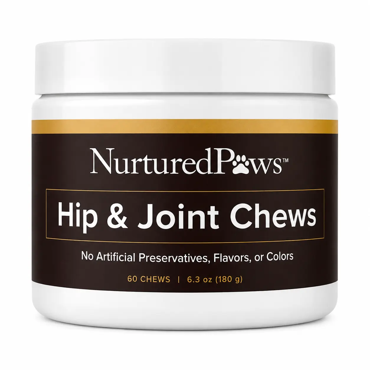 Nurtured Paws - Supports hip and joint health, mobility, flexibility, cartilage health, and joint comfort in dogs.