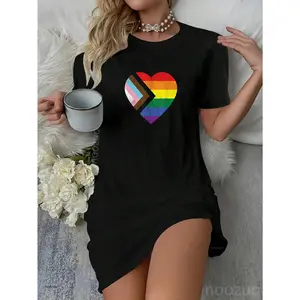 Progress Pride Flag Rainbow Heart Vintage Retro Love LGBTQ Dress