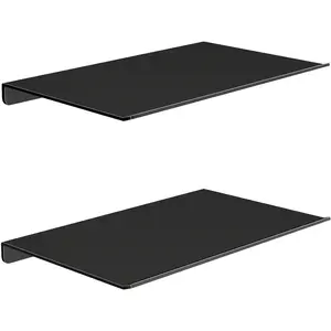 8" Small Floating Shelves for Wall, Metal Wall Mounted Shelf for Bathroom, Bedroom, Living Room, Kitchen, Little Mini Tiny Display Hanging Shelves for Books/Storage/Room Decor 2 Packs, Black