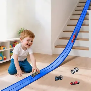 DIY Assembled Soft Track Car with Inertia Return for Kids 4m Long Portable Racetrack Educational Fun Parent-child Interaction Birthday Gifts