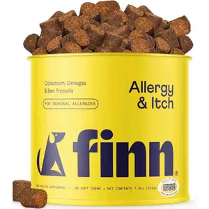 Finn Allergy & Itch for Dogs | Daily Support for Itchy Skin, Immune Health & Seasonal Allergies from Colostrum, Bee Propolis + Probiotics | 90 Soft Chews