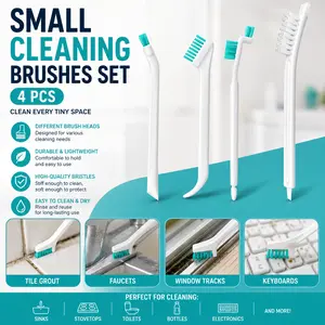 Small Cleaning Brushes Set, 4 pcs Crevice Household Cleaning Tool for Window Track Groove Sliding Door Bottle Gaps Humidifier Baseboard, Tiny Detail Scrub Cleaner Tool Gadget Kitchen Bathroom Set