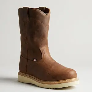 Justin Ram 10" Men's Pecan Brown Pull On Steal Toe Work Boots