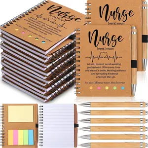 Nurse Day Special Gift Set Spiral Coil Notebook With Blank Memo Pad Eco Friendly Bamboo Ballpoint Pen Office Hospital Desktop Decor
