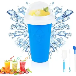 Quick-frozen squeeze design, just pour in drinks, freeze and squeeze to get tasty slushie easily maker cup