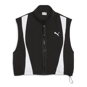 PUMA Womens Dare To Woven Vest Athletic Outerwear Casual Full Zip - Black