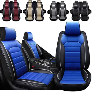 Universal Leather Car Seat Covers 5-Seats Full Set, Automotive Seat Cover Protector Fit For Toyota/Altima/Murano/Versa/Honda/Hyundai/RAV4/Mazda/Nissan/Sonata/Elantra