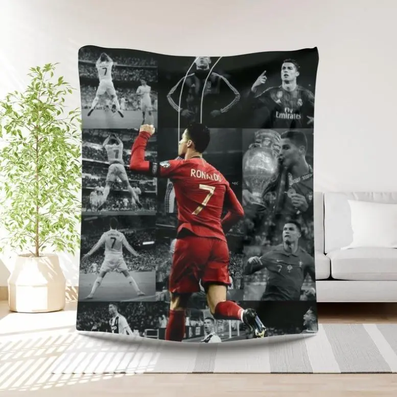 Ronaldo Football Blanket Boys Gift Idea Soccer Player Bedding Birthday Present Sports Lover Throw Gift For Boys Football Lover Soccer Gift, Man Woman Gift