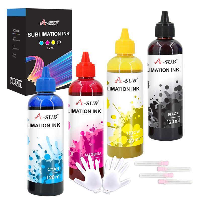 A-SUB Sublimation Bundle: A-SUB Ink (4x120ml) + Sublimation Paper (110 Sheets) + HTV (12x10ft) + Tape"