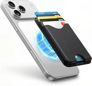 For MagSafe Wallet, 3-Card Holder with RFID Blocking, Vegan Leather Slim Magnetic Wallet, Bottom Card Ejection, for iPhone 17/16/15/14/13/12 Series, Not for Mini,Black Super