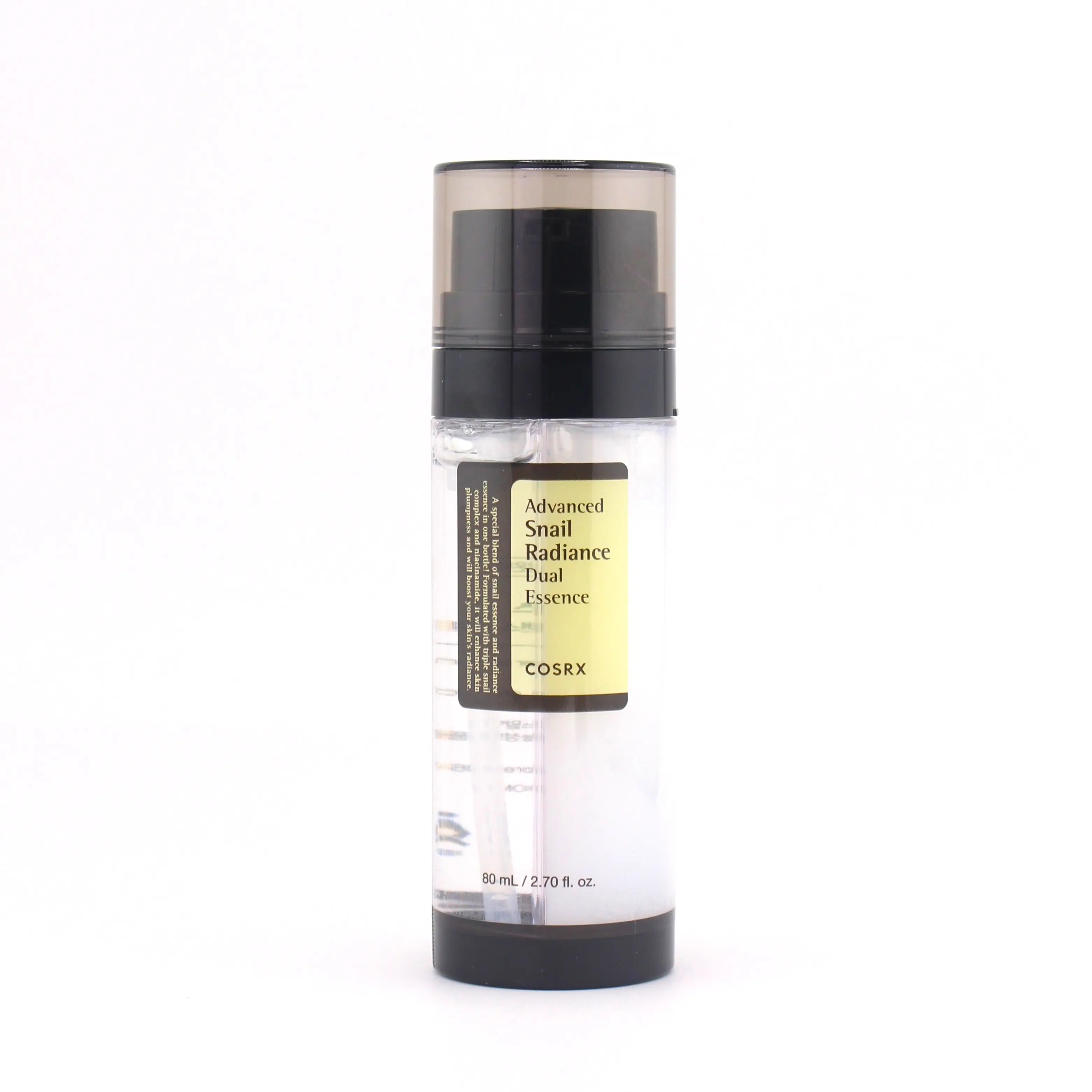 COSRX Advanced Snail Radiance Dual Essence, 80ml Lightweight Moisturizer with Snail Mucin, Niacinamide & Hyaluronic Acid, 24-Month Shelf Life, for All Skin Types – Radiant Skin Repair & Smoother Texture, Hydrate