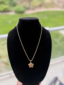 18k Gold Filled Star Shape Nugget Pendant Chain with Rope Twist Chain