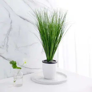 3 Plants Green Artificial Indoor/Outdoor Decorative Grass Sprays 20"