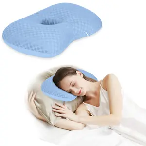 Side Sleeper Pillow with Ear Holes for CNH and Ear Discomfort Cotton-Polyester Adjustable Curved Pillow Memory Foam dondraq Pillow coop