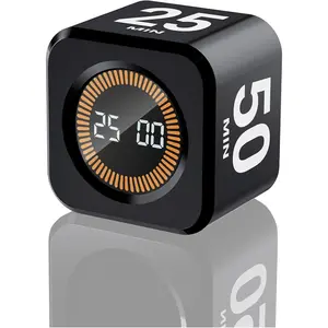 Flip Cube Visual Timer - 5/10/25/50 Min Presets, USB-C Rechargeable, No Button Hassle, Countdown/Stopwatch, Silent for Kitchen Cooking, Study & ADHD