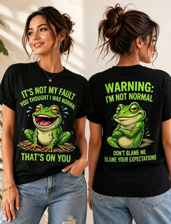 Women's Funny Frog Print T-Shirt - Loose Fit Short Sleeve Round Neck Top with Frog & Frog, #SohoChic Machine Washable Suitable for Daily Wear, Summer Outfits, Casual Outdoor Style (No Chest Pads/Elegant Series)