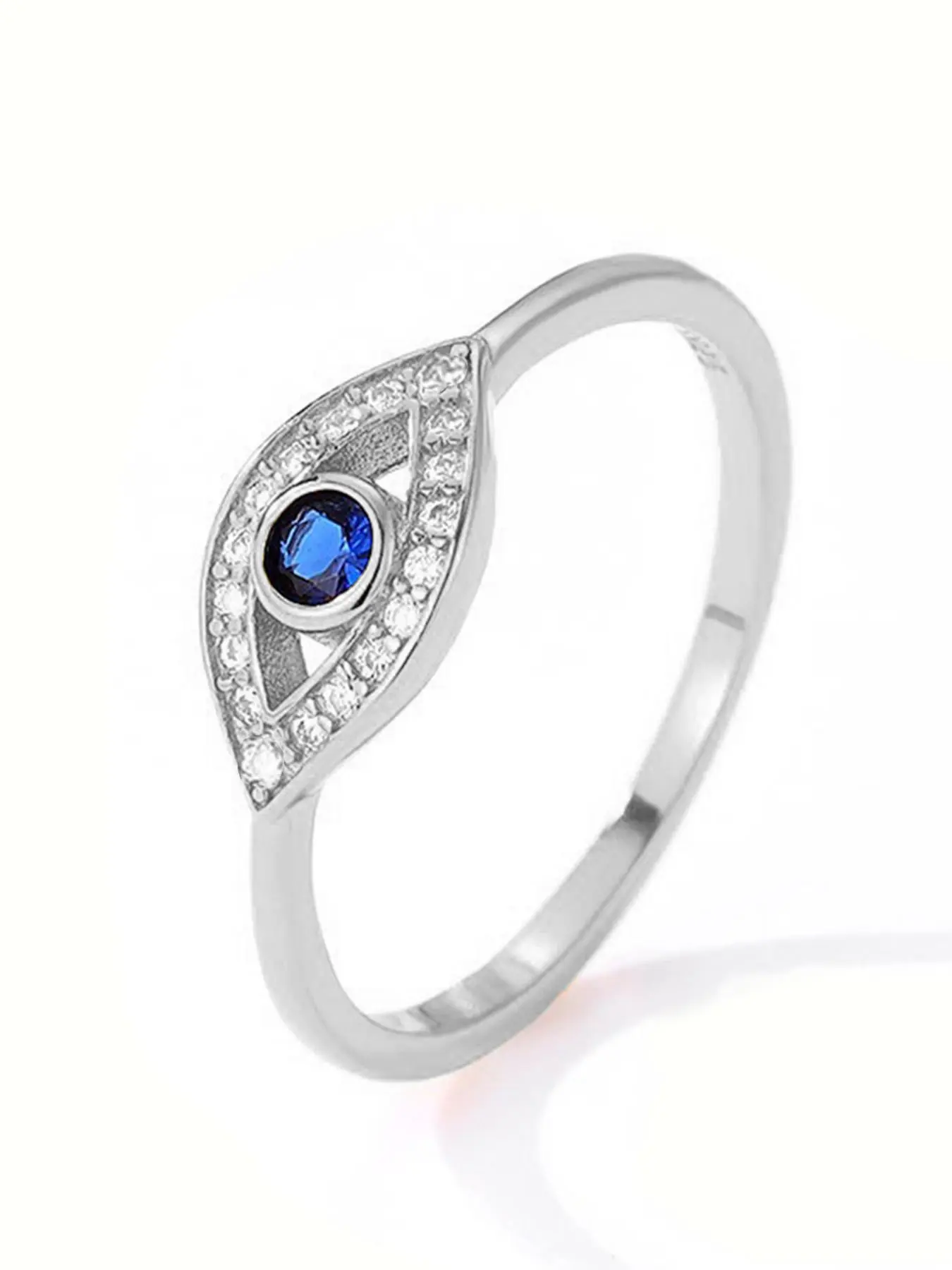 1 piece of 925 sterling silver simple temperament devil's eye blue zircon jewelry ring for women's daily wear Elegant everyday Exquisite Trendy Fashion Ring