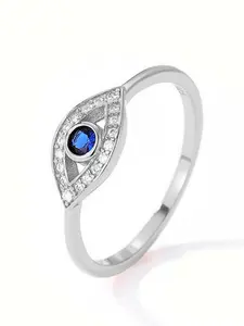 1 piece of 925 sterling silver simple temperament devil's eye blue zircon ring for women's daily wear Elegant everyday ring