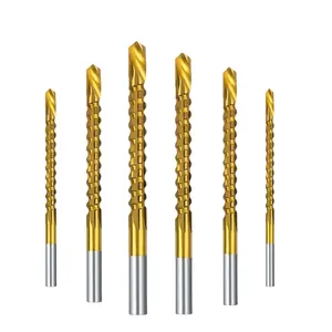 6-Piece Set Sawtooth Twist Drill Bits, High-Speed Steel Round Shank Woodworking Slotting Drills, Straight Shank Toothed Drill Heads