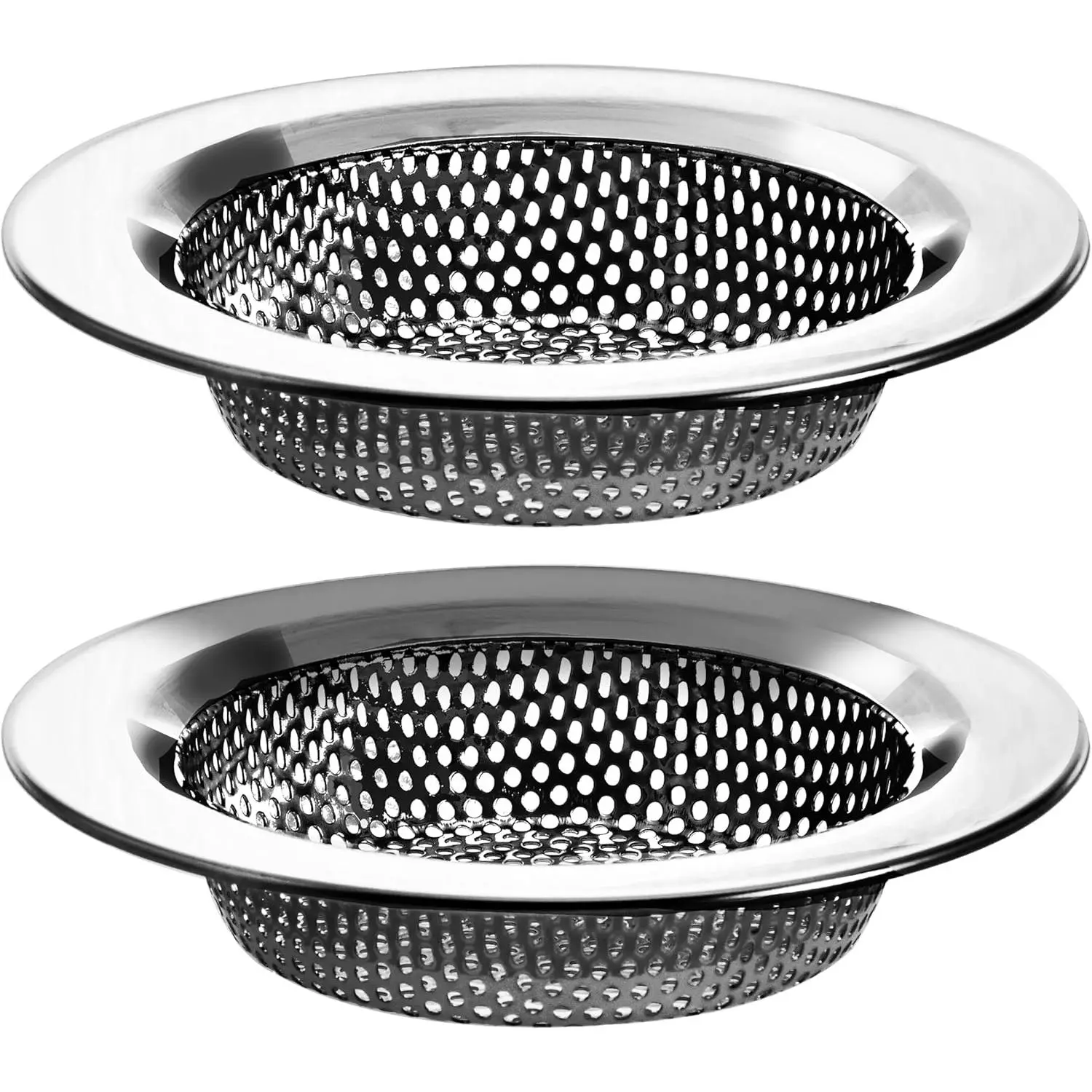 2 Pack - 4.5" Top / 3" Basket - Kitchen Sink Drain Strainer Large Basket  Catcher. Stainless Steel