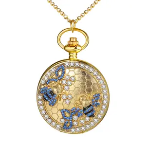 OIDEA Men's Vintage Fashion Watch - Bronze Alloy Quartz Pocket Watch with Hollow Star Decor Hunter Case, Built-in Cells, Fob Chain, Pendant for Chain, Father's Gift