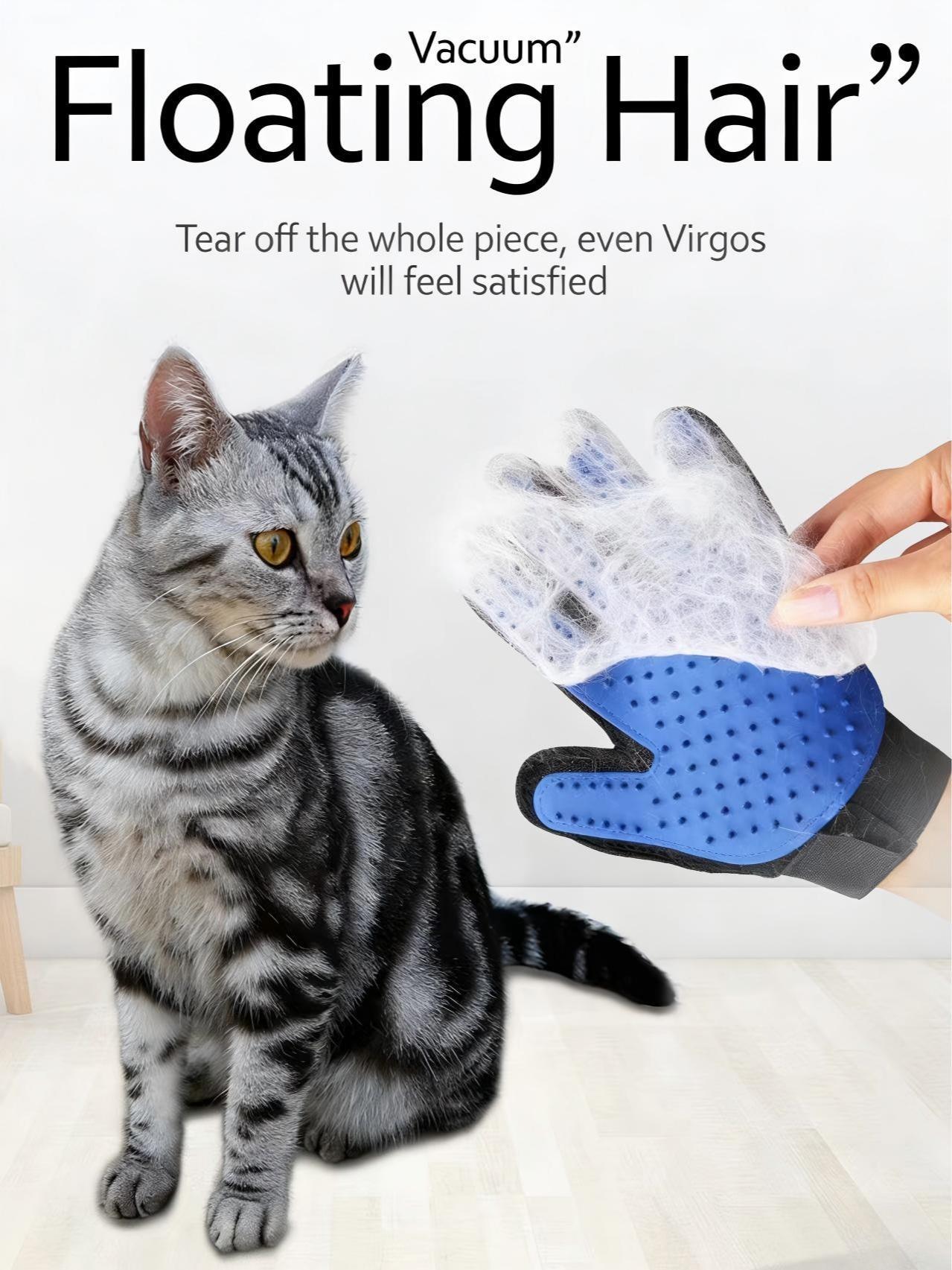 Outdoor pet petting gloves—soft, warm five-finger design; a handy tool for cleaning dog and cat fur.