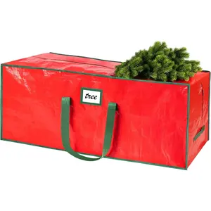 FUCDTEFC 7.5 Ft Christmas Tree Storage Bag, Large Heavy Duty Artificial Tree Bag with Reinforced Handles and Dual Zippers, Extra Large Waterproof Durable Storage Container for Xmas Trees (Red)