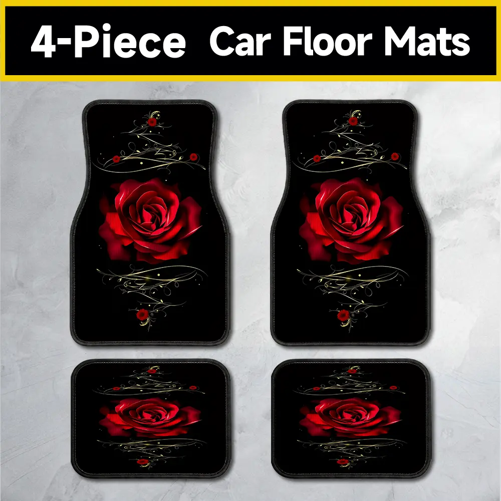 4-Piece All-Weather Car Floor Mats Set - Non-Slip, Durable, Stain-Resistant Backing, Full Coverage Front & Rear Floor Liners, Universal Fit for Most Vehicles, Automotive Accessories, Car Accessories, Car Foot Mats, Nonslip