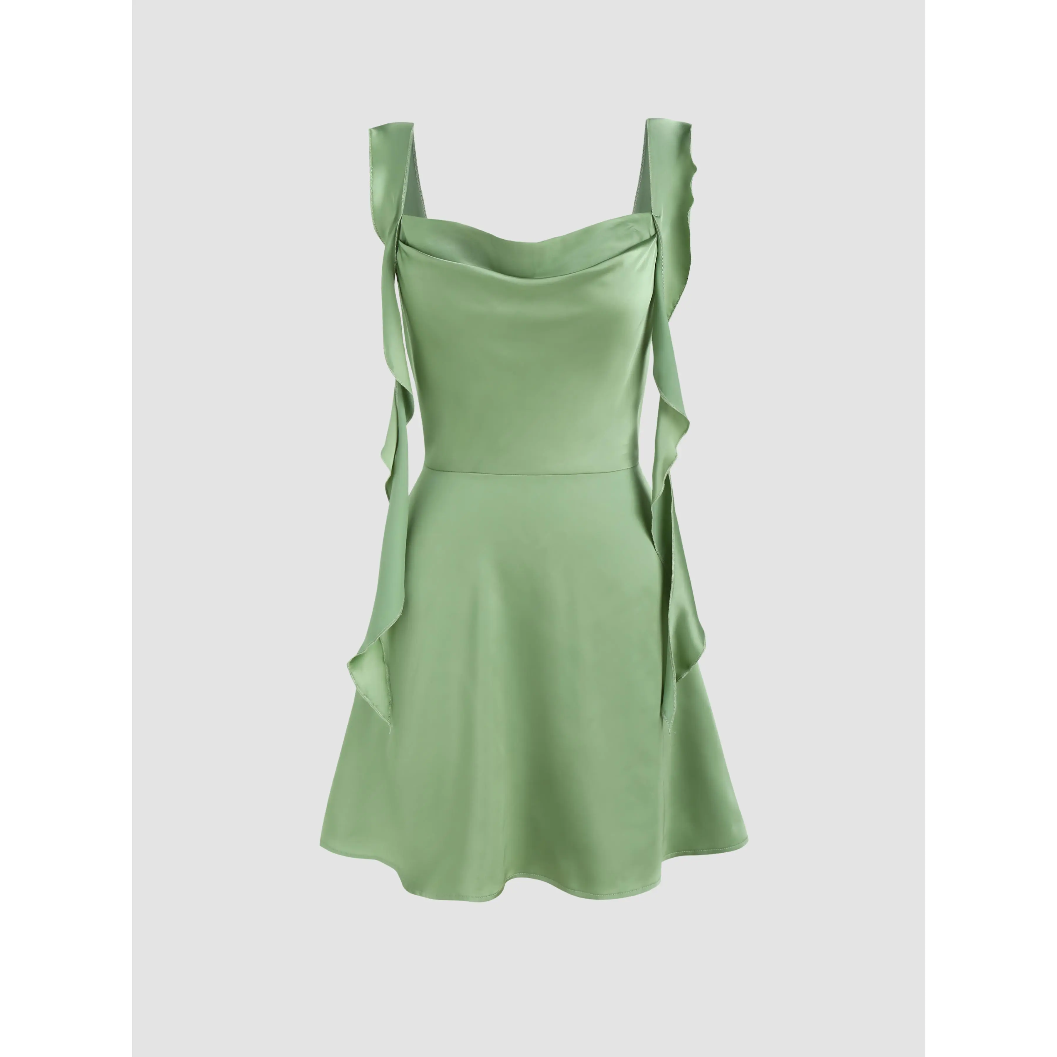 Satin Ruched Ruffle Hem Mini Dress SummerFinds