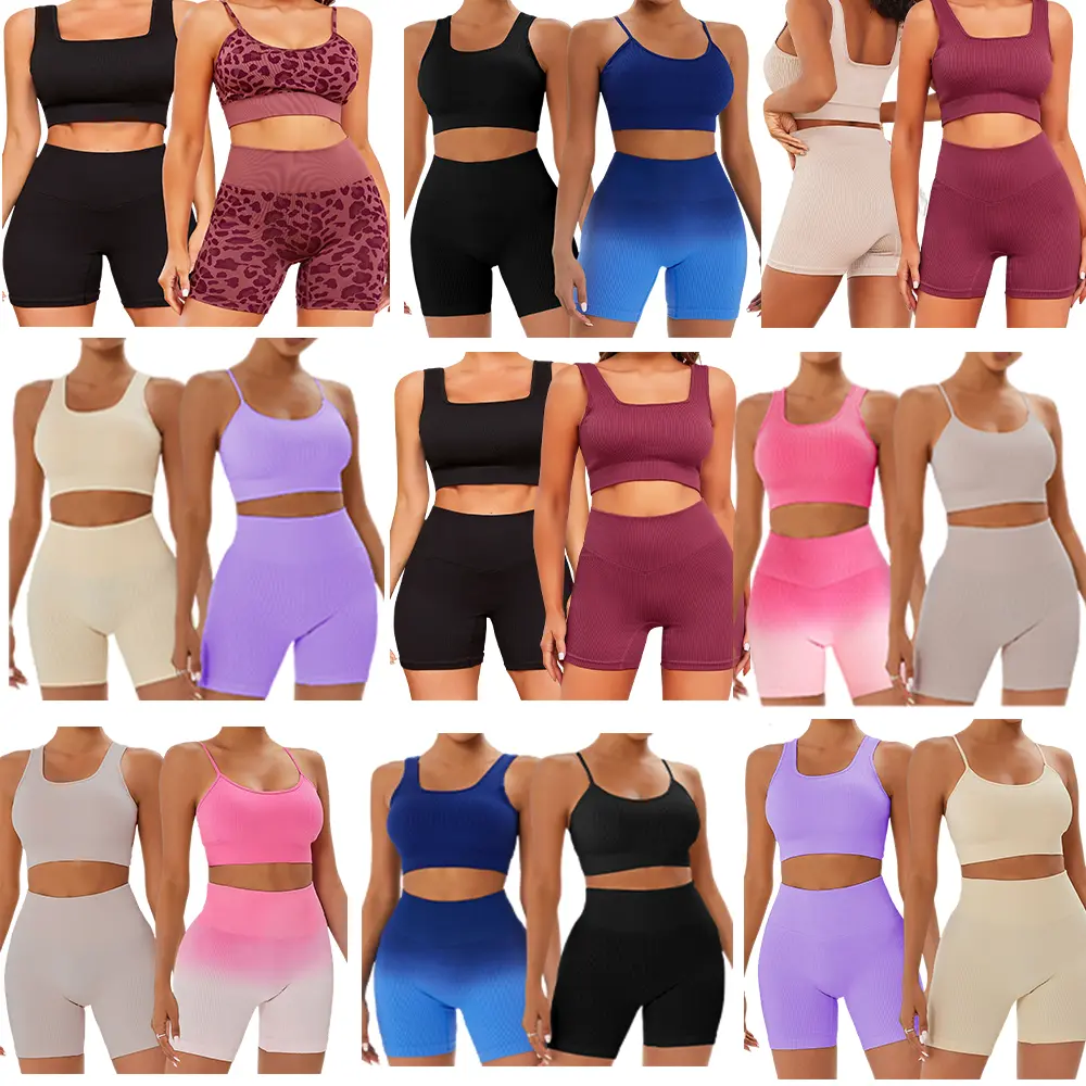 FINETOO 4pcs Workout Sets for Women Ribbed Crop Tank Shorts Active Gym Exercise High Waisted Sports Yoga Outfit Fashion ootd Women Comfortable Set XS-L FINETOO 4pcs Workout Sets for Women Ribbed Crop Tank Shorts Active Gym Exercise High Waisted Sports Yoga Outfit Fashion ootd Women Comfortable Set XS-L