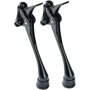 Kickdown Door Stopper, 6-Inch Commercial Heavy Duty Door Stop Holder Kick Door Kickstand Height-Adjustable Rubber Foot (Black, 6 Inch x 2 Pack)