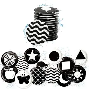 Set of 30 High-Contrast Black and White Floating Flashcards - Mold-Free Design