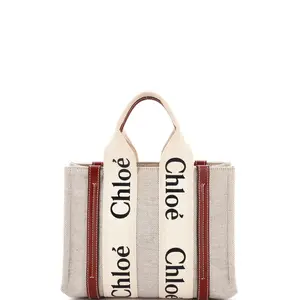 Pre-owned Chloé Canvas Plain Tote Bags REBAG Chloe Woody Tote Canvas with Leather Small by Rebag