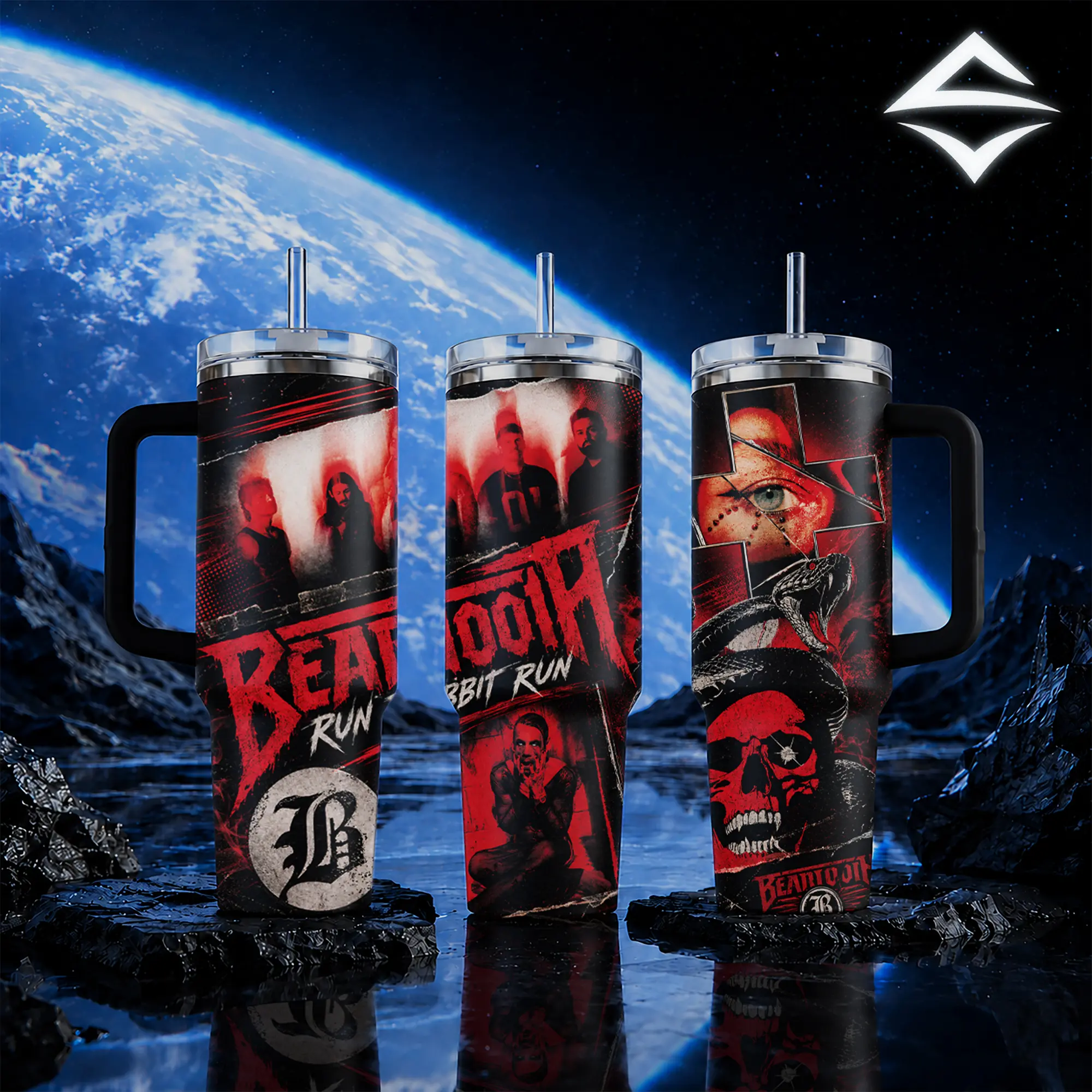 Beartooth Band Tumbler 20oz 40oz with Handle Straw Caleb Shomo Hardcore Punk Metal Merch Run Rabbit Run Lyrics Stainless Steel Insulated Travel Mug Gift for Music Fans Metalhead Reusable Water Bottle