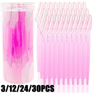 Pink Eyebrow Razor and Face Razor for Women and Men, Eyebrow Hair Trimmer and Shaver with Protective Cover, Stainless Steel, Safe and Newbie Friendly, Cosmetic Makeup Tool