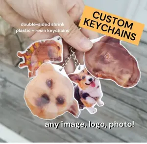 Custom Keychain - Double Sided Shrink Plastic Charm | Personalized Cute Gift | Any Artwork / Logo / Image / Drawing | Resin Charm