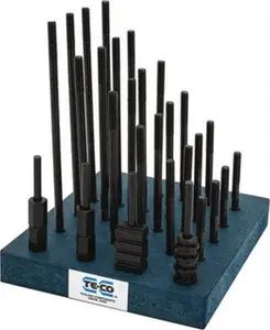 TE-CO 38 Piece, 5/16-18 Stud, 3/8" T Slot, T Nut & Stud Kit 5/8" T-Slot Nut Width, 3, 4, 5, 6, 7, 8" Stud Lengths 20601