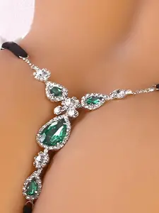 Fashion Diamond Waterdrop Panty Chain, Women's Sexy Floral Bikini Body Chain, Unique Body Accessory for Stunning Looks, Body Jewelry