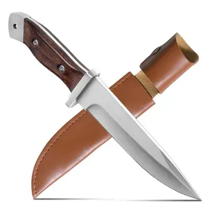 Portable Kitchen Knives, Stainless Steel Multipurpose Chef Knife with Wooden Handle and Outdoor Leather Case, Strong & Sharp  & Easy to Clean & Maintain, Suitable for Home Kitchen & Outdoor Camping & Fishing & Cutting