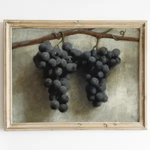 Antique Kitchen Print | Vintage Kitchen Print | Autumn Decor | Vintage Grapes Still Life | Grapes Painting | Unframed  | 5 size, 8x12  to 27x40