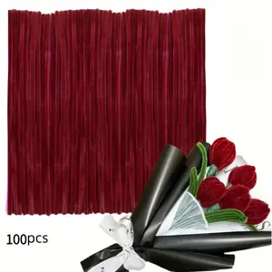 100PCS Felt Stick Handmade Material, Accompanied By Video Tutorials And Flower Buds, Used For DIY Art And Creative Crafts Party Decoration, Art Projects, Handmade Decoration, Decorative Stems, Craft Supplies