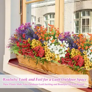 18pcs Realistic Spring Artificial Flowers, Plastic, UV Resistant, No Maintenance, Ideal for Outdoor Garden, Indoor Table, Wedding Decorations