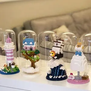 DIY Building Blocks Model Display Box, 1 Box Lighthouse & Air House & Wedding & Sailboat Shaped Building Blocks, Creative Gift for Friends