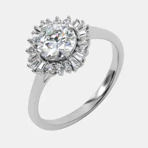 【742】Valentine's Flash "Springtime Symphony" Radiant Cluster 1.2 Carat Synthetic Moissanite Ring