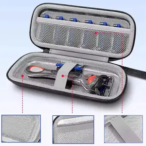 EVA Razor Travel Case, Razor Carrying Case for Men Razor with Mesh Pocket for Razor Blaes, Razor Storage Case for Cartridge razor Travel Organizer Carrying Bag compatible with Gillette fusion 5 Mach 3 proglide