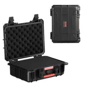 VEVOR Weatherproof Hard Case, Heavy Duty Protective Dry Box Case with Pre-cut Foam, and Retractable Pull Handles for Travel, Hunting, Military, Tactical, IP67 Waterproof Case for Cameras (40x32x16.6)