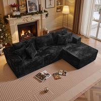 106" Black L Shaped Sofa, Right Chaise
